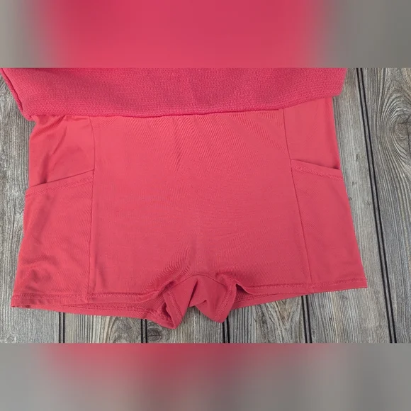 Alo Size Large Sweater Skirt In Candy Red With White Stripes Lined With Shorts - Picture 9 of 14